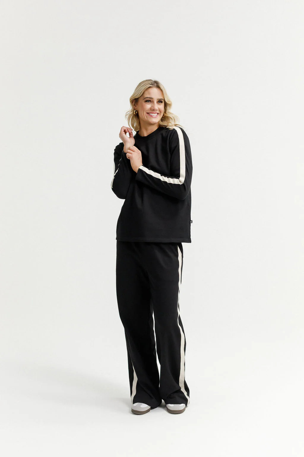 Homelee  Long Sleeve Chris Tee - Black & Sand