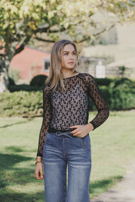 Homelee Knox Lace Long Sleeve - Black Meadow
