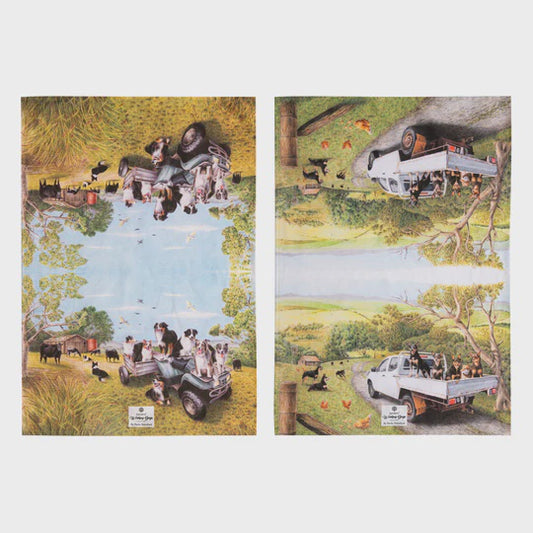 Ashdene 2pk Kitchen Towel - Working Dogs Vehicle