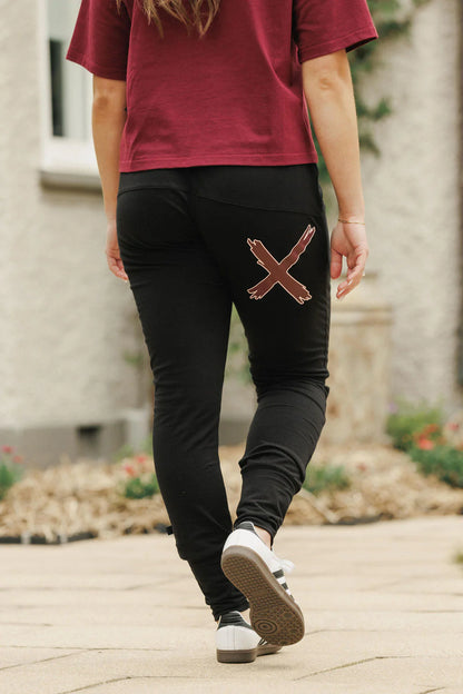 Homelee  Apartment Pants - Black with Merlot/Blush X
