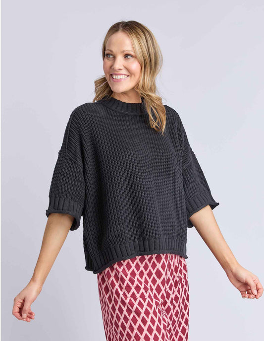 Elm Luela Short Sleeve Knit - Black