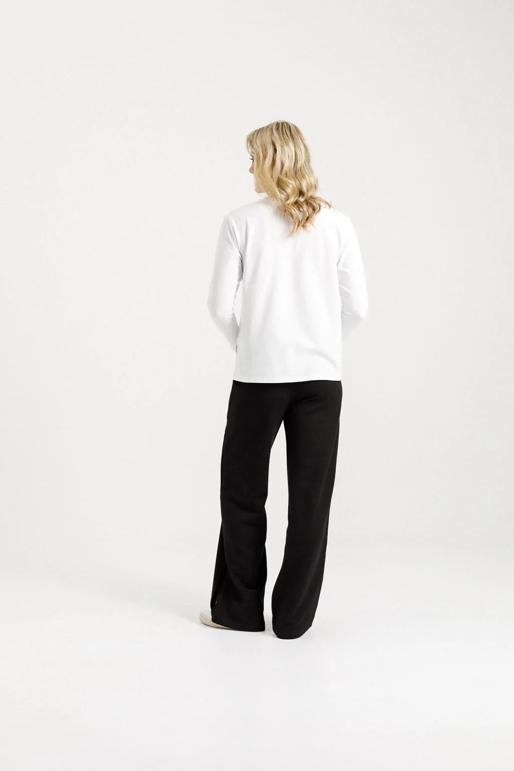 Homelee Alpine Palazzo Pants - Black with Black Velvet Ribbon