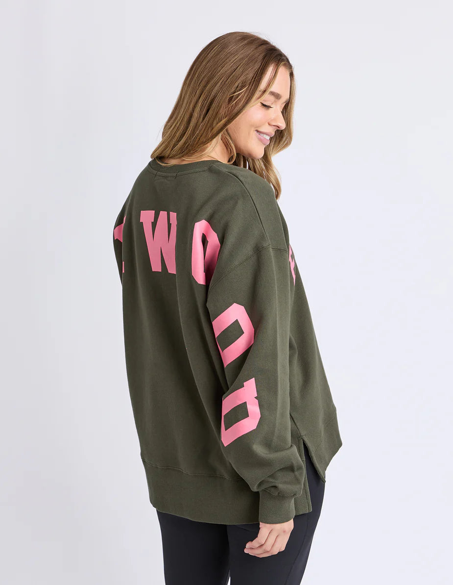 Foxwood Interval Crew -  Dark Khaki with Coral