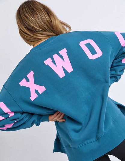 Foxwood Interval Crew - Ocean with Neon Pink