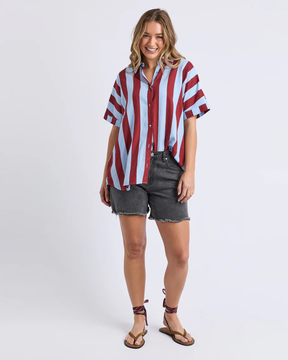 Foxwood Esmarie Stripe Shirt - Russet Brn / Ceru Stripe