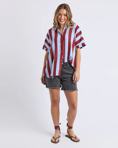 Foxwood Esmarie Stripe Shirt - Russet Brn / Ceru Stripe