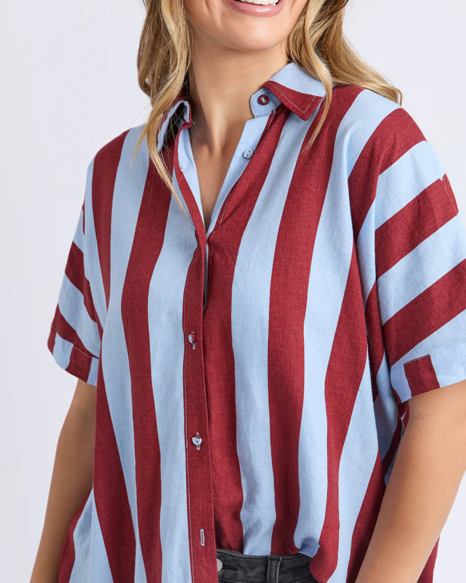 Foxwood Esmarie Stripe Shirt - Russet Brn / Ceru Stripe