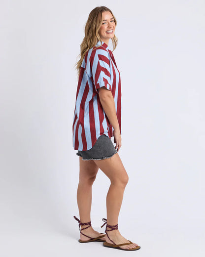 Foxwood Esmarie Stripe Shirt - Russet Brn / Ceru Stripe