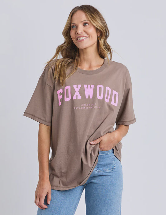 Foxwood Interval Tee - Brown with Bright Pink