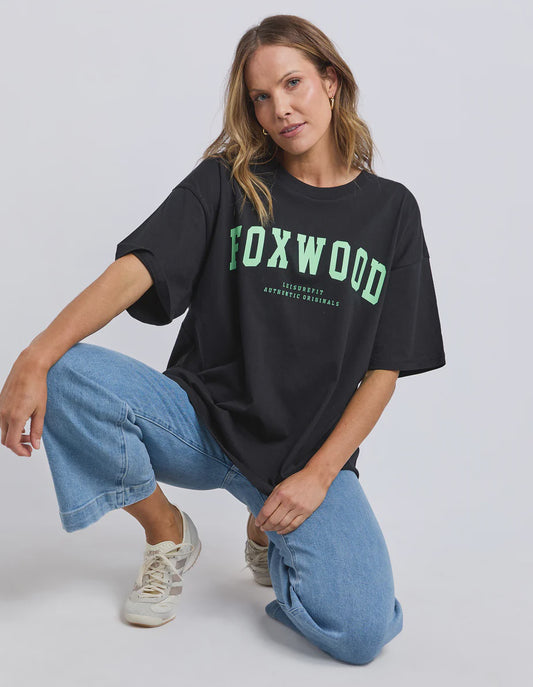 Foxwood Interval Tee - Washed Black with Bright Green