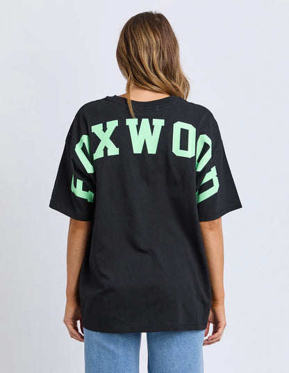 Foxwood Interval Tee - Washed Black with Bright Green