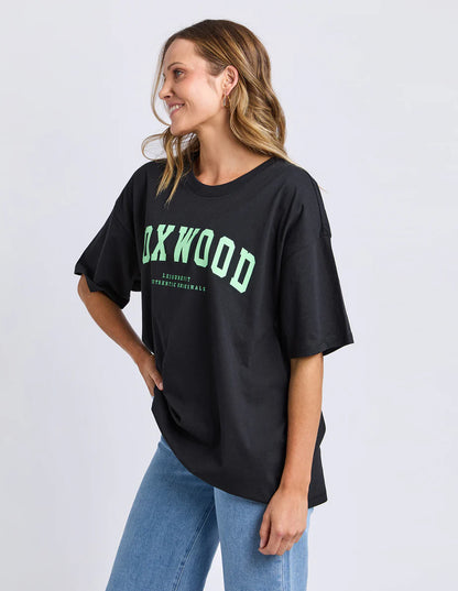 Foxwood Interval Tee - Washed Black with Bright Green