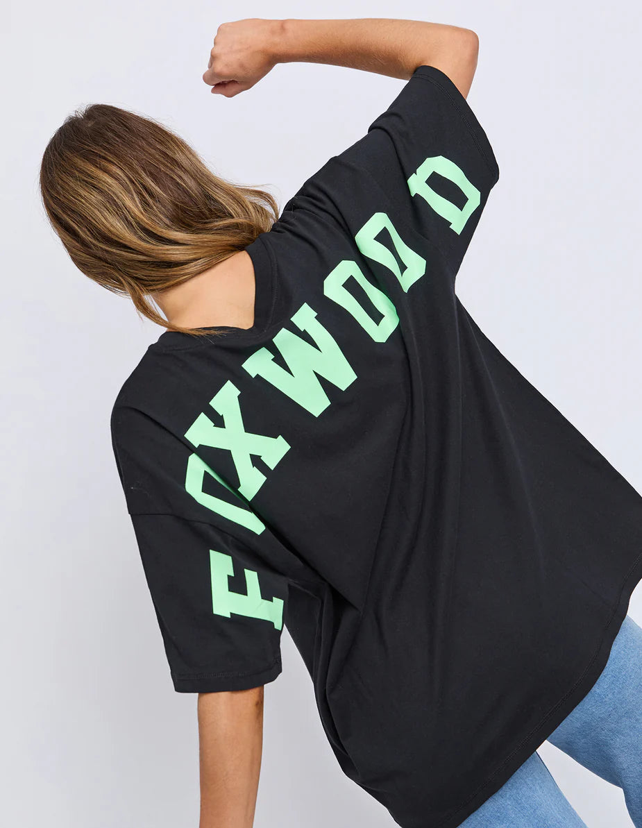 Foxwood Interval Tee - Washed Black with Bright Green