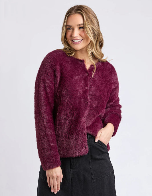 Foxwood Kenny Button Cardi - Windsor Wine