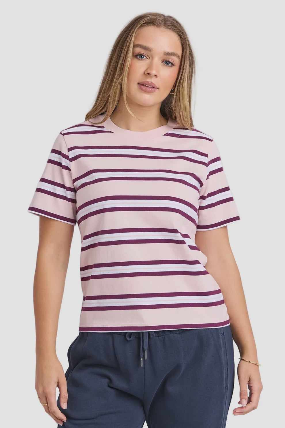 Foxwood Pure Stripe Tee -Ballerina Pink