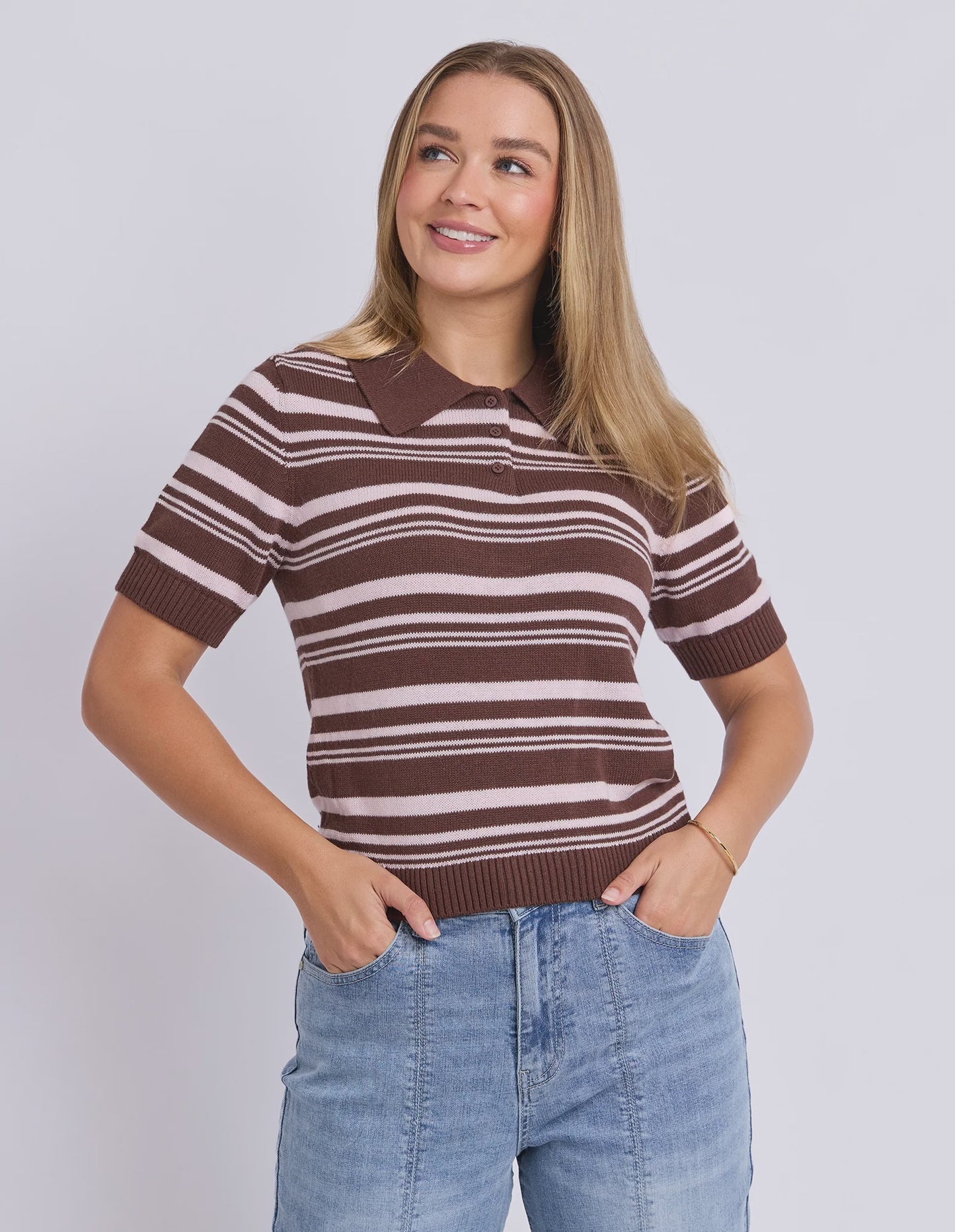 Foxwood Rise Stripe Top - Chocolate