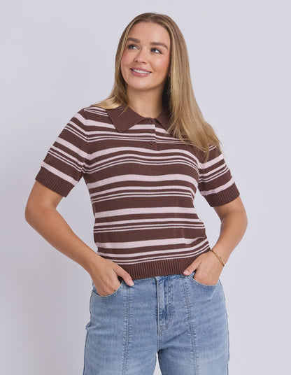 Foxwood Rise Stripe Top - Chocolate