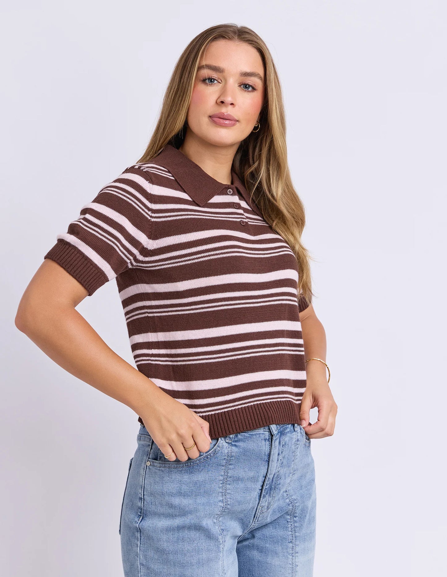 Foxwood Rise Stripe Top - Chocolate
