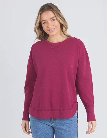 Foxwood Striped Delilah Crew - Beetroot Red