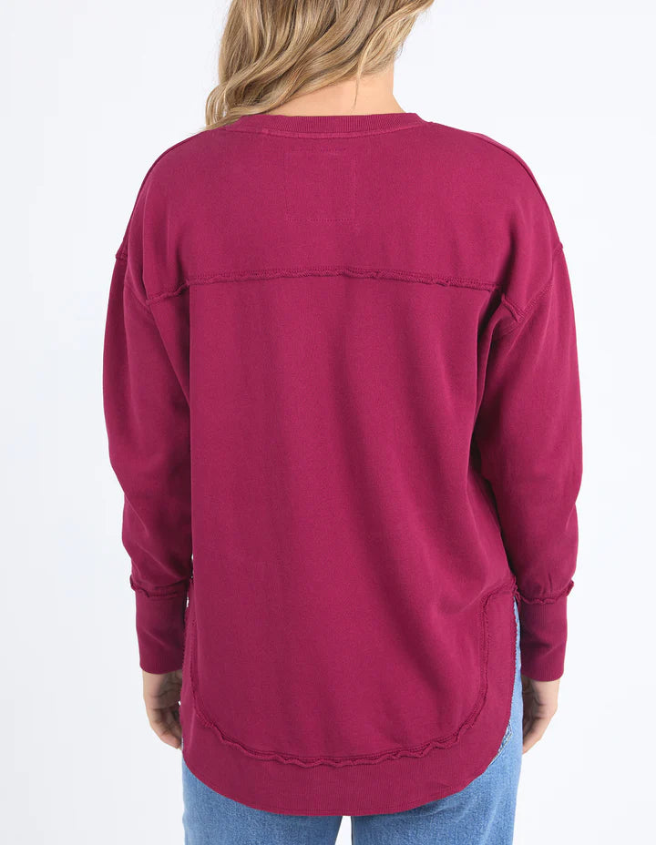 Foxwood Striped Delilah Crew - Beetroot Red