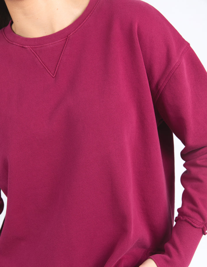 Foxwood Striped Delilah Crew - Beetroot Red