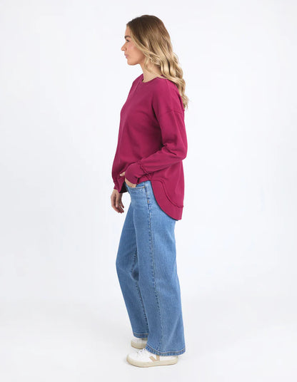 Foxwood Striped Delilah Crew - Beetroot Red