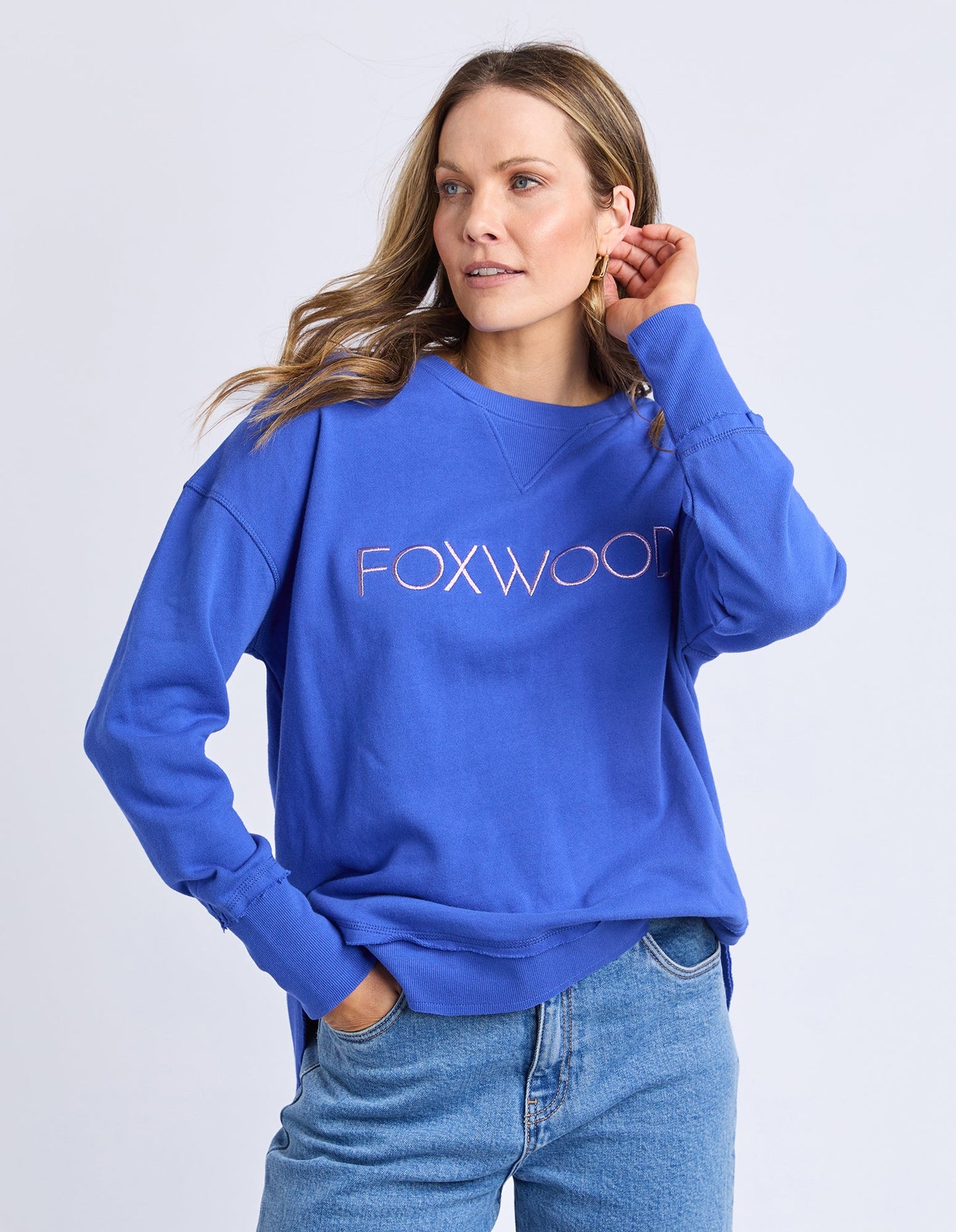 Foxwood Simplified Metallic Crew - Blue