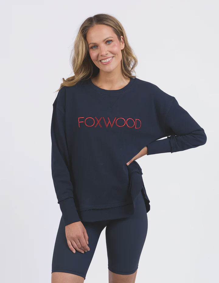 Foxwood Simplified Metallic Crew - Navy & Red