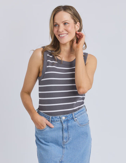 Foxwood Iris Tank - Charcoal/White Stripe