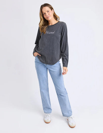 Foxwood Signature Long Sleeve Tee - Washed Black