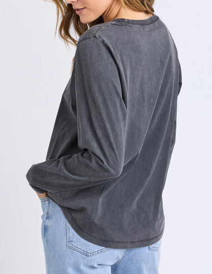 Foxwood Signature Long Sleeve Tee - Washed Black