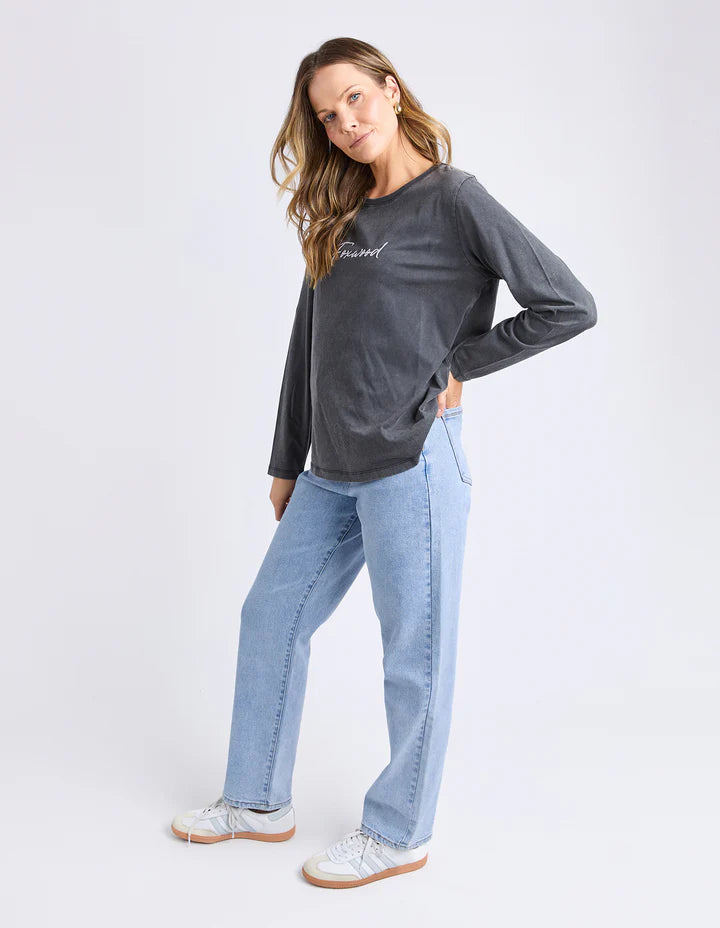 Foxwood Signature Long Sleeve Tee - Washed Black