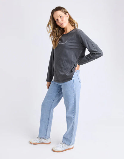 Foxwood Signature Long Sleeve Tee - Washed Black