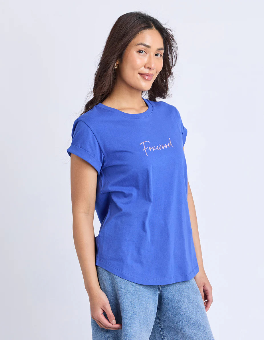 Foxwood Signature Contrast Tee - Blue with Lilac