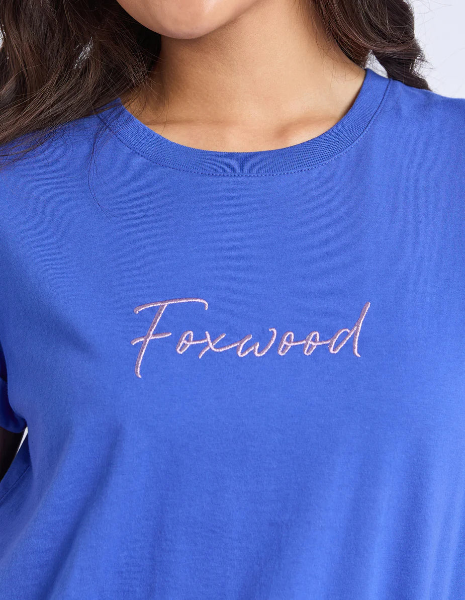 Foxwood Signature Contrast Tee - Blue with Lilac