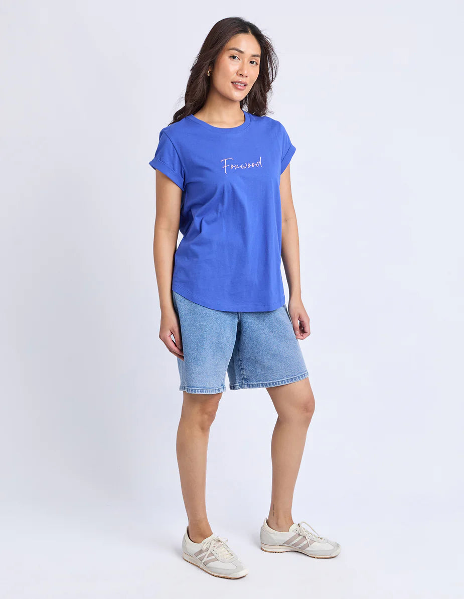 Foxwood Signature Contrast Tee - Blue with Lilac