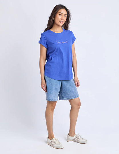 Foxwood Signature Contrast Tee - Blue with Lilac