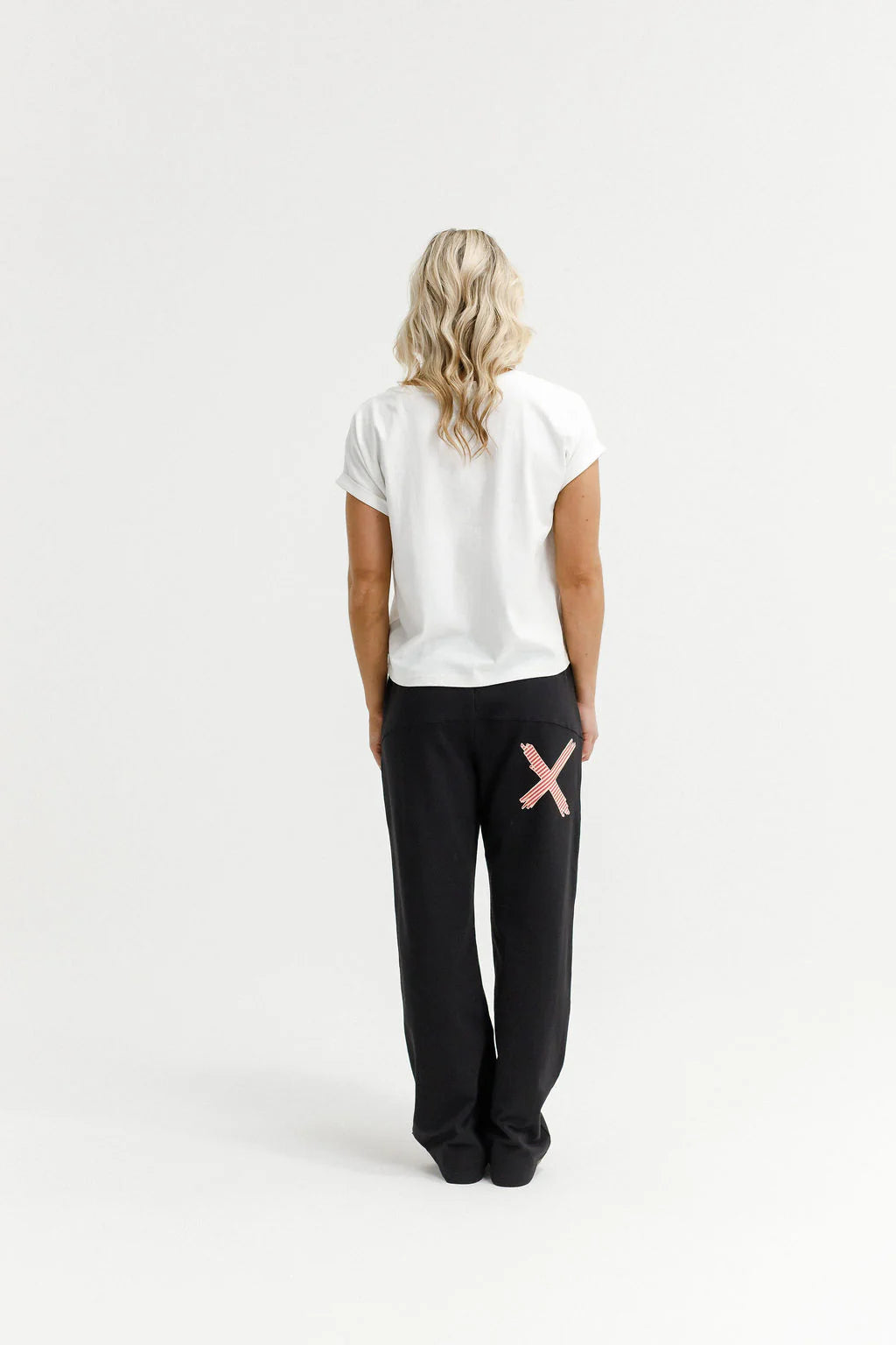 Homelee Avenue Pants - Winter Weight - Black with Coral Stripe X