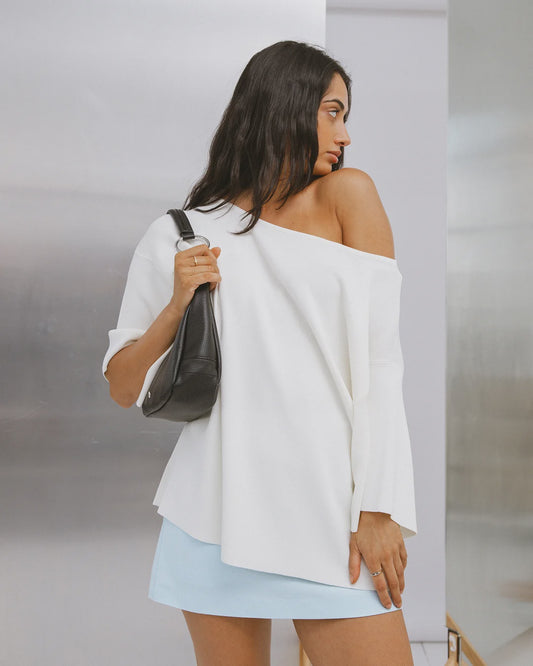 Silent Theory Ollie Off Shoulder Knit Top - White