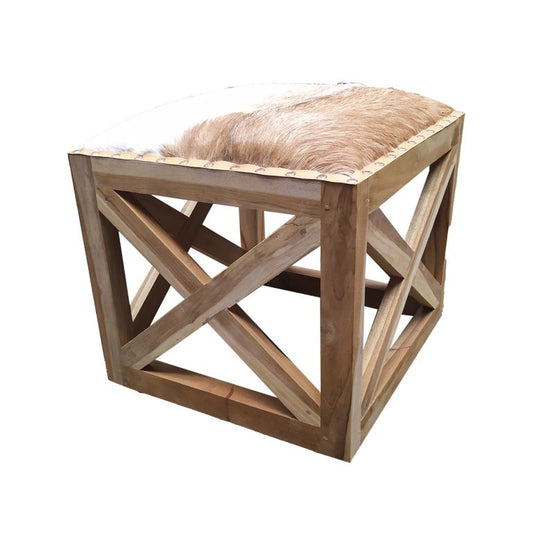 Capulet Square Goatskin Leather Stool