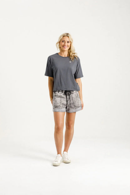 Homelee Becky Tee - Graphite with Ivory