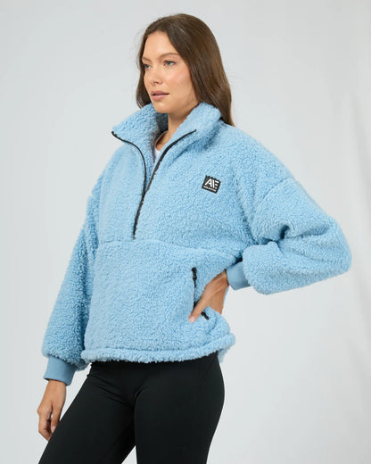 All ABout Eve Amara Quarter Zip Teddy - Vintage Blue