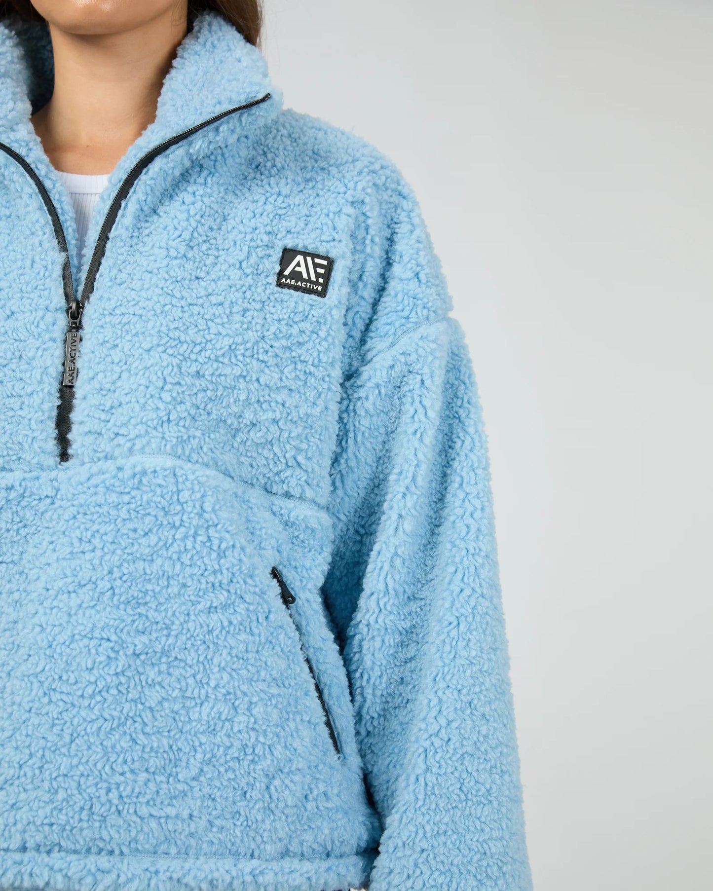 All ABout Eve Amara Quarter Zip Teddy - Vintage Blue