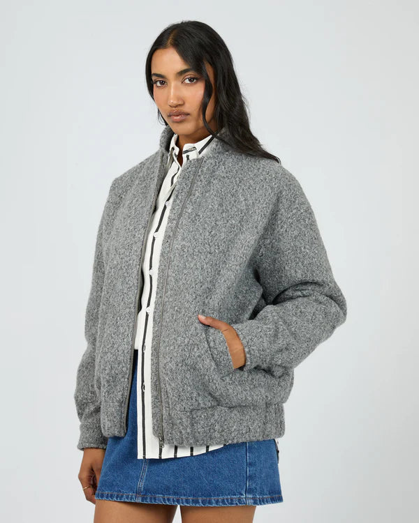 All About Eve Tahlea Bomber Jacket - Grey Marle