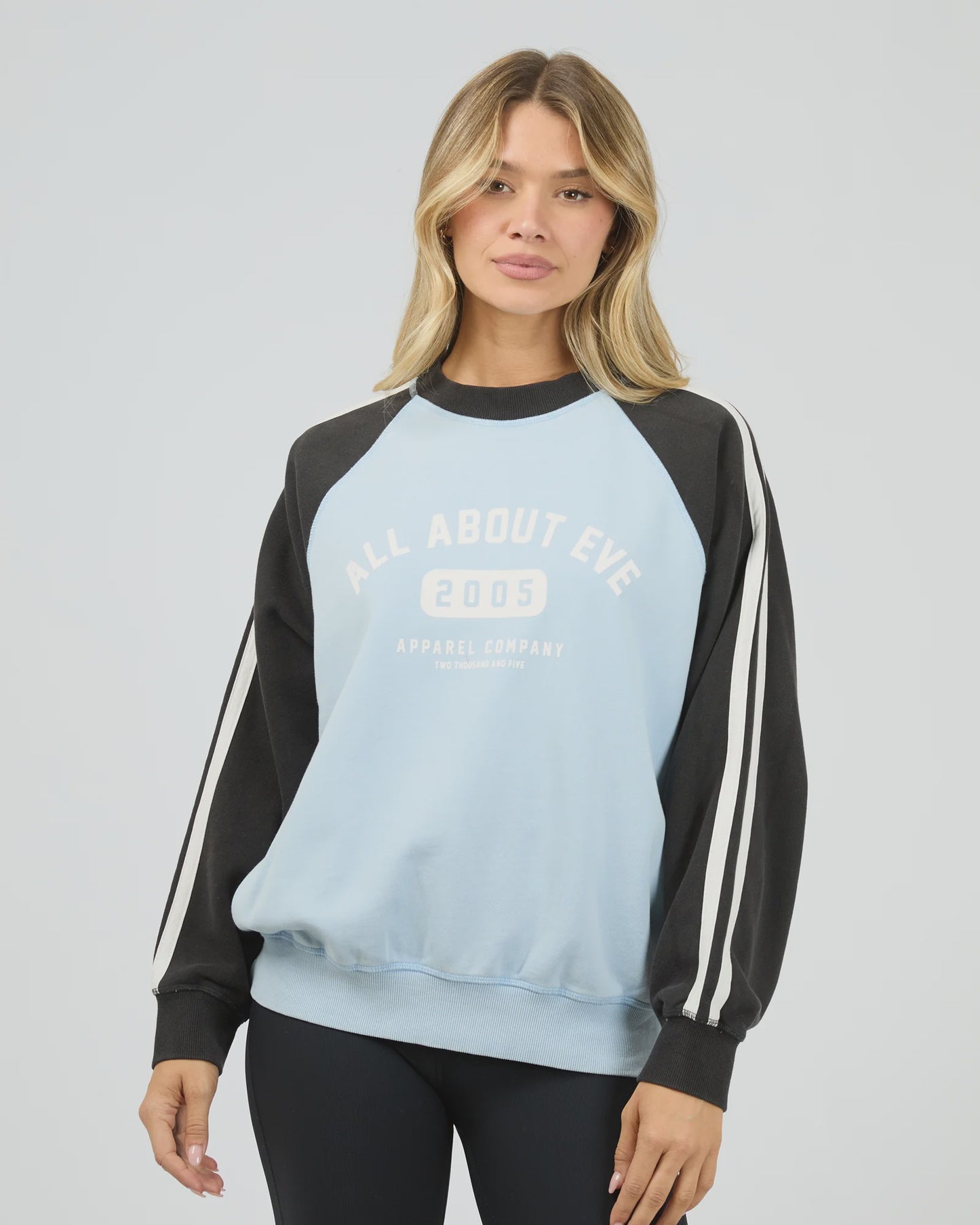 All About Eve Contrast Club Raglan Crew - Blue