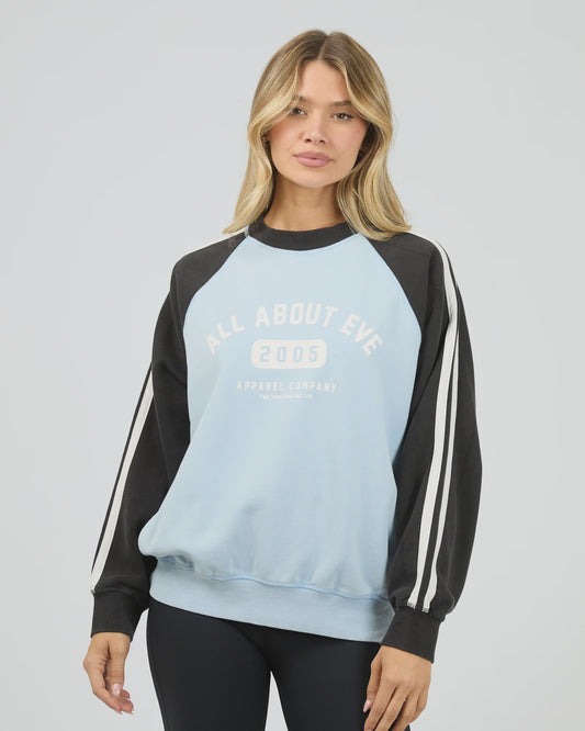 All About Eve Contrast Club Raglan Crew - Blue