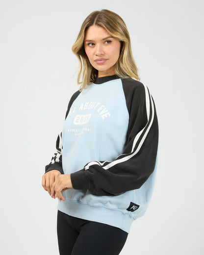 All About Eve Contrast Club Raglan Crew - Blue