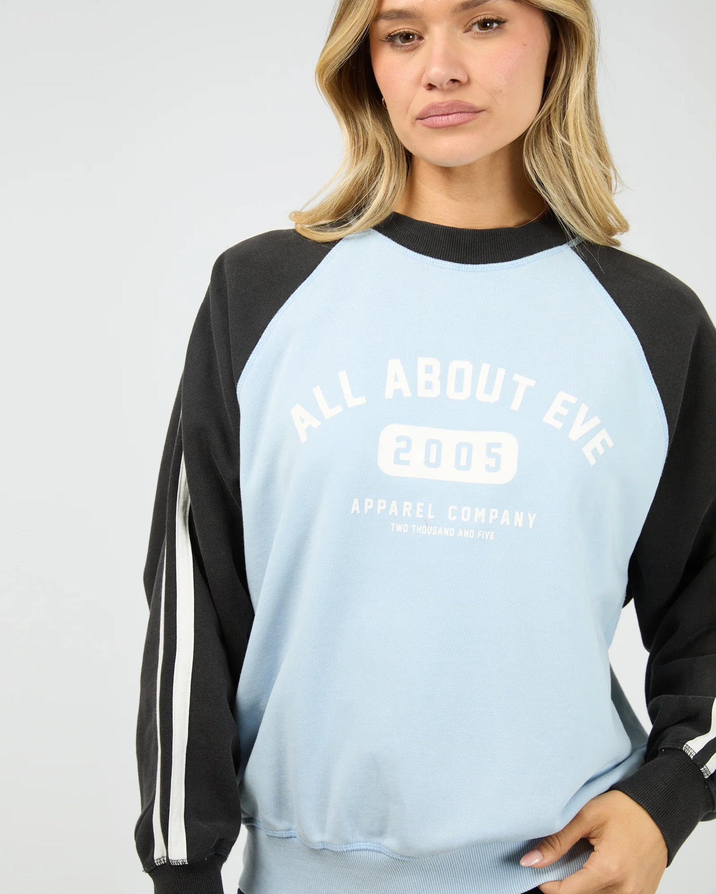 All About Eve Contrast Club Raglan Crew - Blue