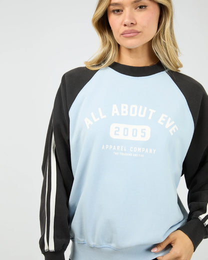 All About Eve Contrast Club Raglan Crew - Blue