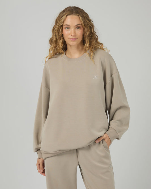 All About Eve Luxe Active Box Crew  - Stone